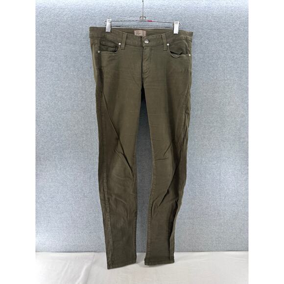 Paige Denim Women's sz 30 Peg Skinny Olive Green Pants Long 31.5" inseam - Picture 1 of 10